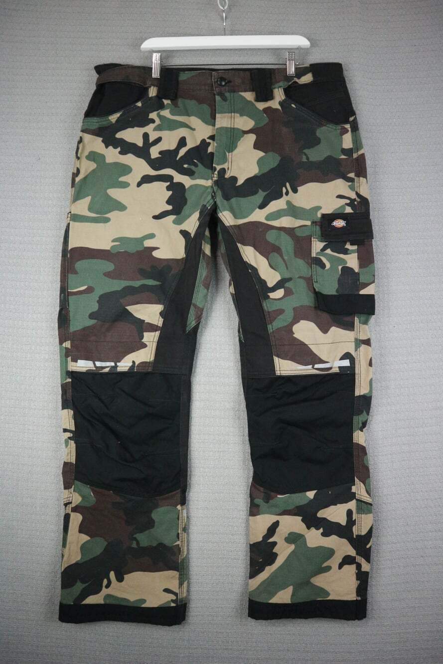 Dickies Camouflage Cargo Work Pants Men's Size 40x32 Black Multi-Pocket Utility